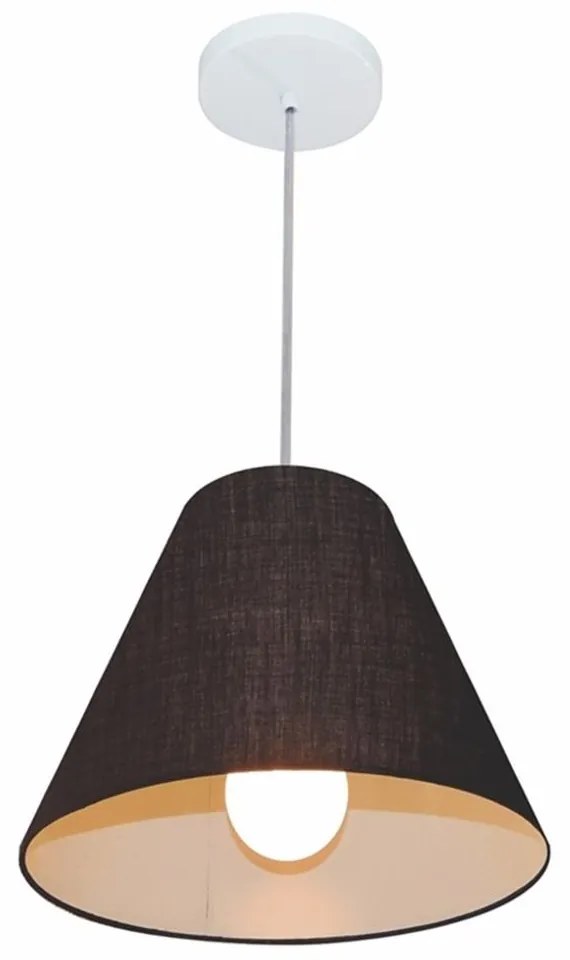 Lustre Pendente Cone Md-4028 Cúpula em Tecido 25/30x12cm Preto - Bivolt