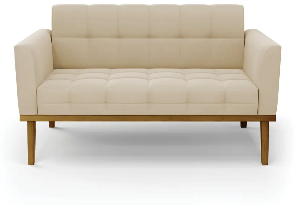 Sofá Namoradeira Base de Madeira Castanho Elisa Suede D03 - D?Rossi - Bege