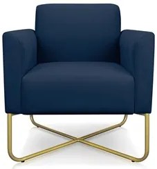 Kit 2 Poltronas Decorativas Base Industrial X Dourada Maressa S01 Sued