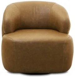 Poltrona Decorativa Giratória Orgânica Donk L08 Couro Camel - Mpozena