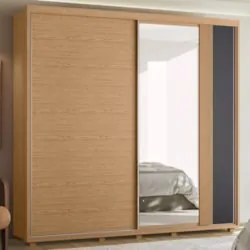 Guarda Roupa Casal 240cm com Espelho Aline Flex A02 Off/Titanium - Mpo