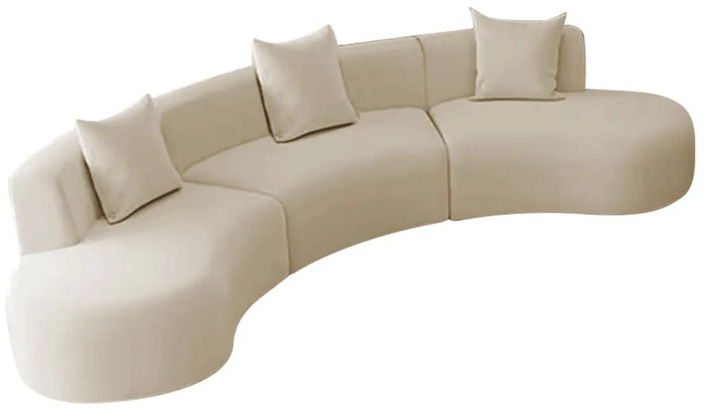 Kit Sofá Modular 4 Lugares 360cm Moderno Curvo Orgânico Duna Bouclé
