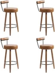 Banqueta Alta Estofada Pés Palito Kit 4 Tília Sintético Amarula S08 -