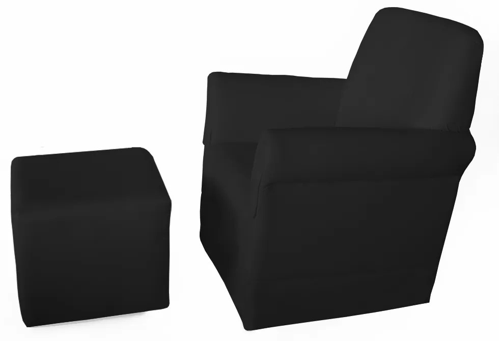 Poltrona Suzi Amamentação Balanço + Puff Suzi Courino Preto