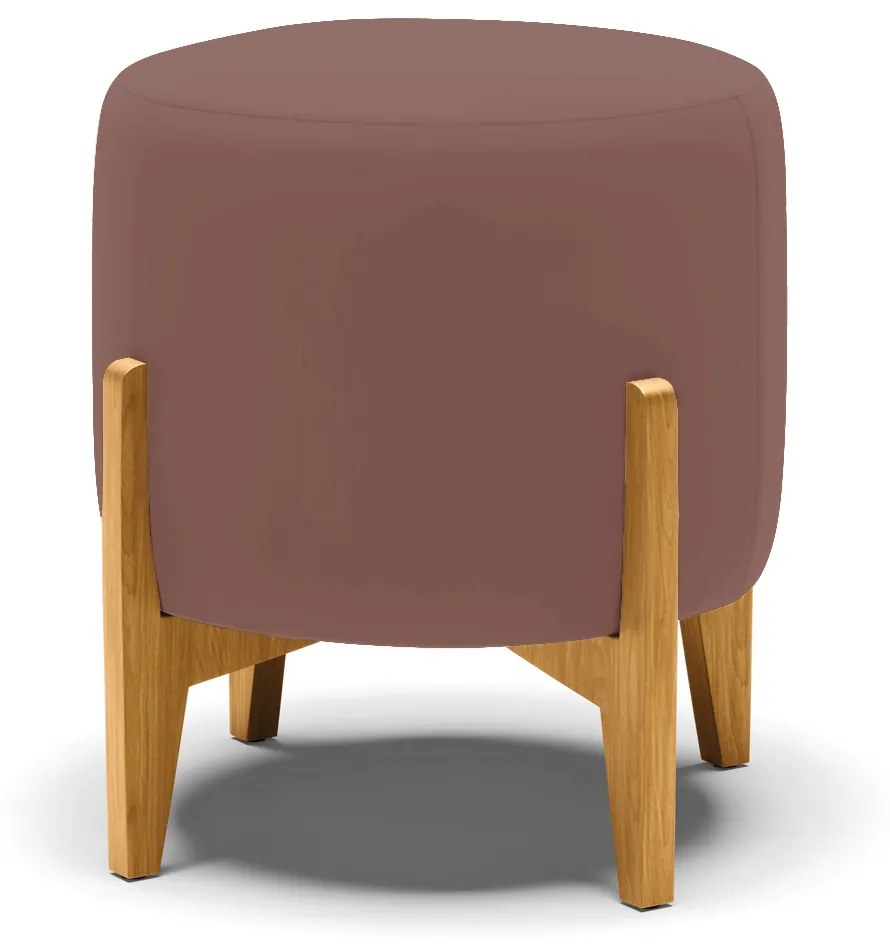 Poltrona com Puff Base de Madeira Stella Veludo D03 - D'Rossi - Rose