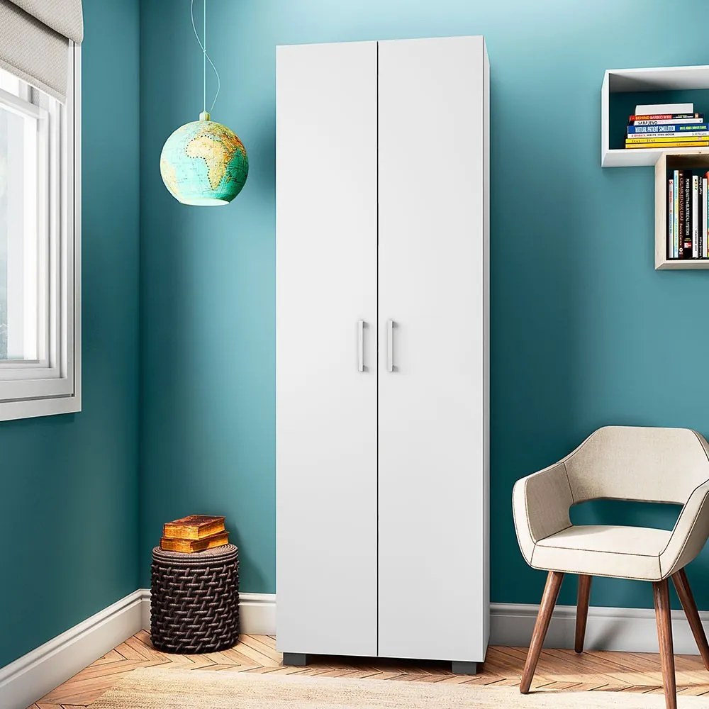 Estante de Livros para Escritório Home Office Portas Grandes Alf Branco Texturizado G47 - Gran Belo
