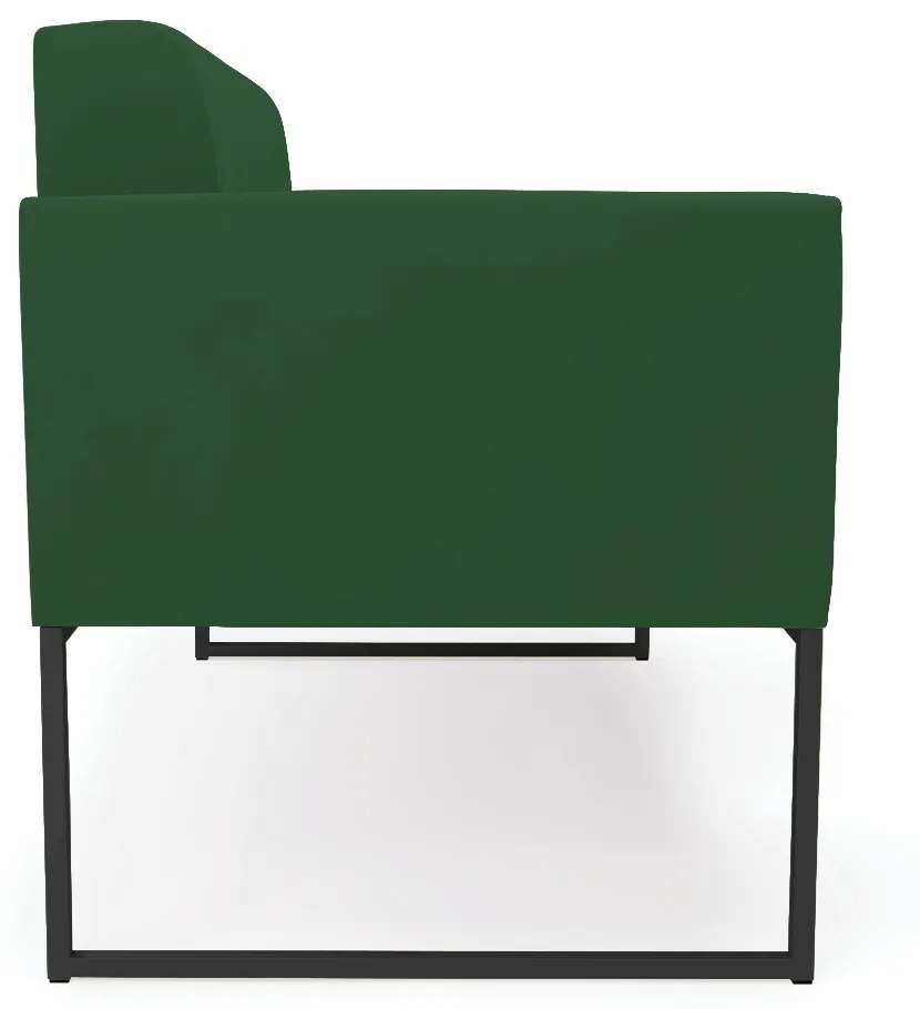 Sofá Namoradeira Elisa Veludo Base Metálica Industrial Preto - D'Rossi - Verde