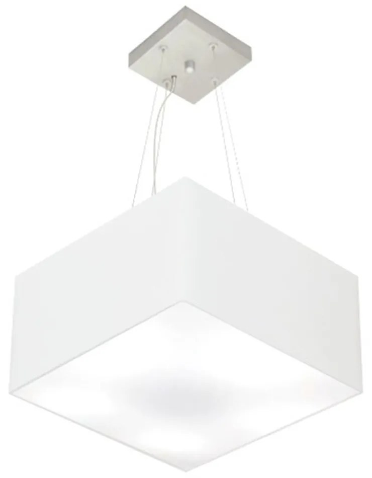 Lustre Pendente Quadrado Md-4005 Cúpula em Tecido 21/35x35cm Branco - Bivolt