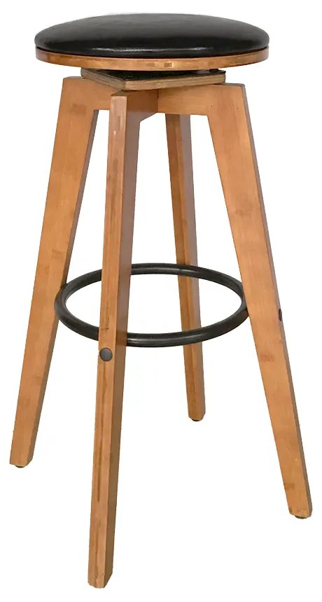 Banqueta Decorativa Hetfield PU Madeira c/Apoio para os Pés Base Giratória G56 - Gran Belo