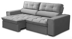 Sofá Retrátil Reclinável 3 Lugares 240cm Blanches F05 Veludo Prata - M