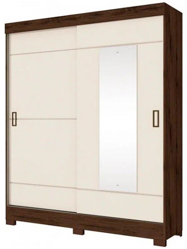 Roupeiro Briz 2 Portas Deslizantes 2 Gavetas - Café/Off White