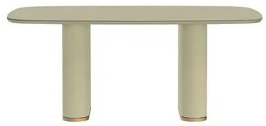 Mesa Lintz Tampo Vidro Off White Fosco Base Tecido Bege 184cm  - 70590 Sun House
