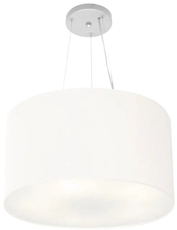 Lustre Pendente Cilíndrico Md-4187 Cúpula em Tecido 45x30cm Branco - Bivolt
