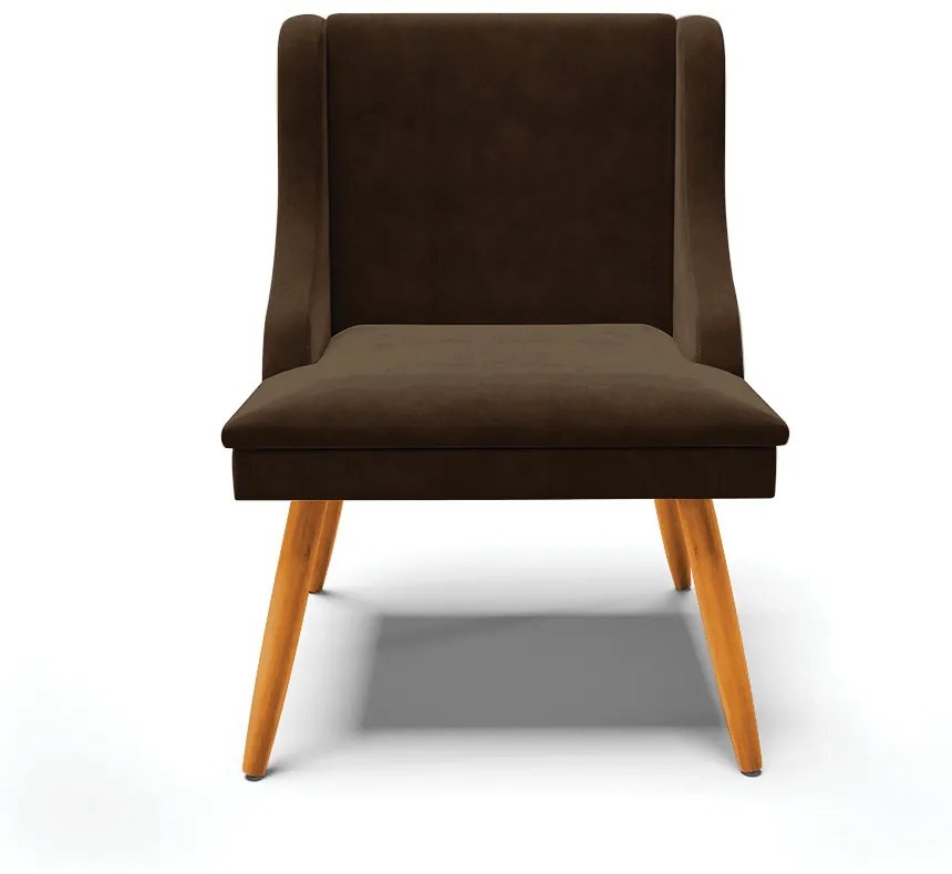 Kit 10 Cadeiras de Jantar Liz Suede Pes Palito Castanho D03 - D'Rossi - Marrom