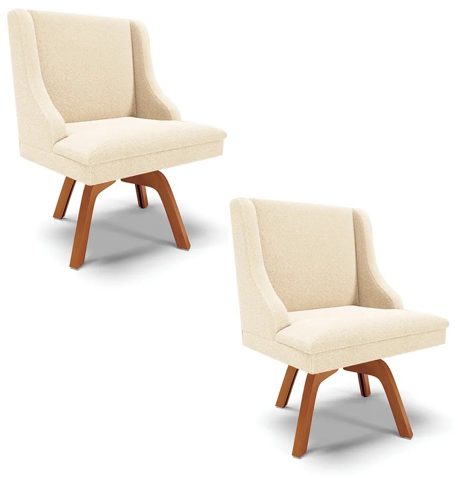 Cadeira Sala de Jantar Giratória MM35 kit 2 Liz Bouclê D03 - D'Rossi - Bege