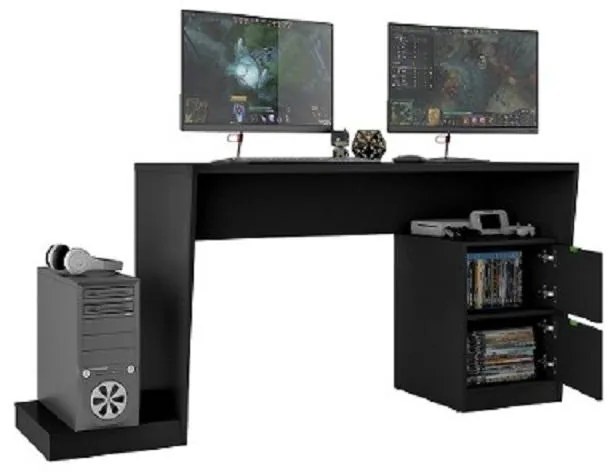 Mesa Para Computador Gamer 2 Gavetas Bmg 01 - Preto