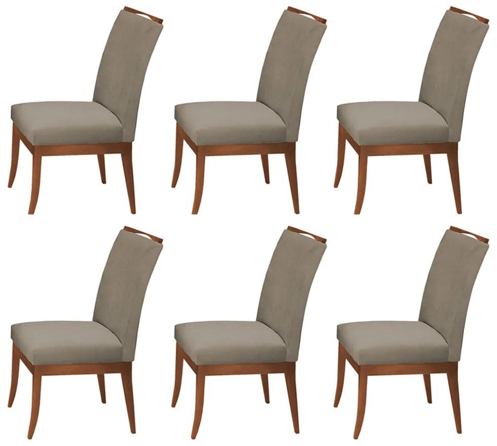 Conjunto 6 Cadeiras Sala de Jantar Lana Aveludado Cappuccino