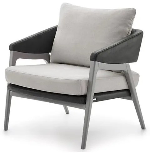 Poltrona Dubia Tecido Cru Acabamento Grafite Base Cinza 82cm - 61787 Sun House