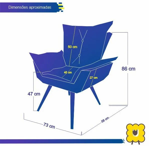 Kit 2 Poltronas Decorativas Pés Palito Emília Plus Suede Cinza