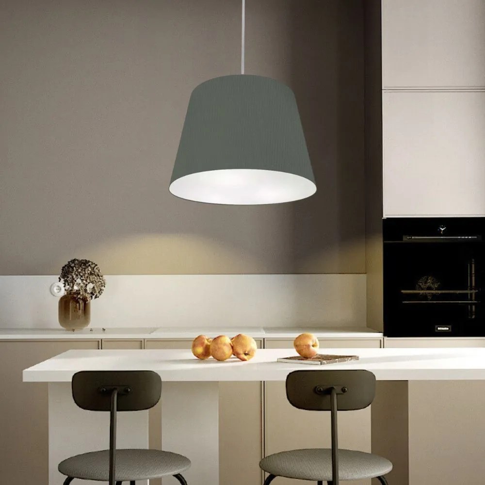 Lustre Pendente Cone Md-4155 Cúpula em Tecido 30/40x30cm Cinza Escuro - Bivolt