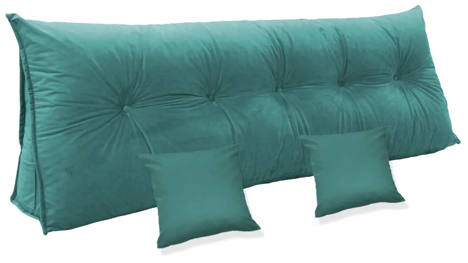 Kit Almofada Mel 1,60 + 2 Almofadas 40x40 Suede Azul Tiffany