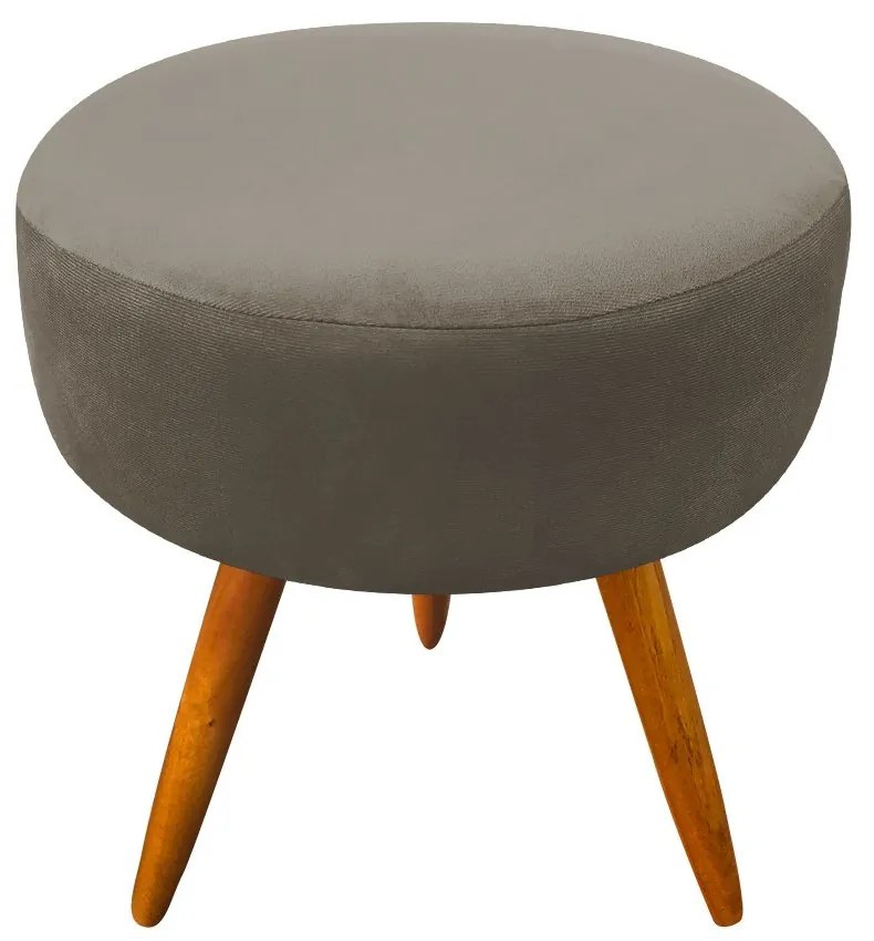 Puff Banqueta Berlim Redondo Suede Marrom Rato Pés Castanho D'Rossi