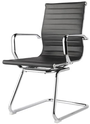 Cadeira Sevilha Eames Fixa Cromada PU Preto - 31112 Sun House