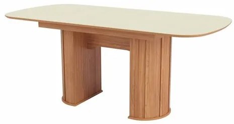 Mesa Extensivel Nature TM74 Tampo Off White com Base Freijo Ripada 135x185 cm - 70045 Sun House