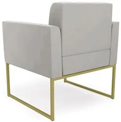 Sofá Namoradeira e 1 Poltrona Base Industrial Dourado Ana Veludo Cinza