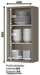 Armário Aéreo 40cm 1 Porta 100% MDF Connect Duna/Cristal - Henn