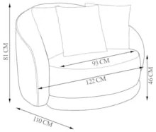 Poltrona Decorativa Giratória para Sala 122cm Kaly Z32 Sintético Caram