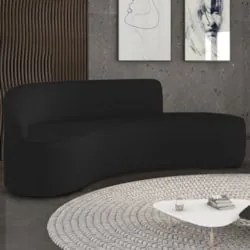 Sofá 4 Lugares Para Sala 220cm Orgânico Wendi Linho Preto I01  - Mpoze