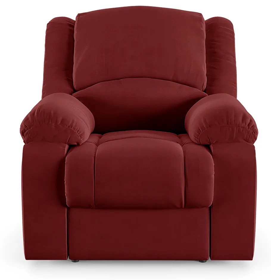 Poltrona do Papai Reclinável Sala de Cinema Madrid Power Touch Massagem USB Veludo Vermelho G23