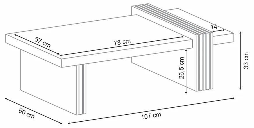 Mesa de Centro com Espelho Riad Decorativa Sala de Estar Freijó/Off White G26 - Gran Belo