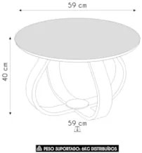 Mesa de Centro Redonda Alta Pé de Madeira Samba Off White E05 - Mpozen