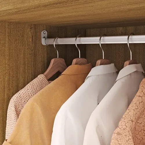 Guarda Roupa Com Espelho Elegance 6 Portas Nature/Alasca - Vila Rica Móveis