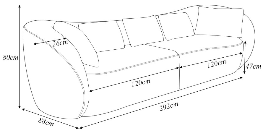 Sofá Bipartido Sala de Estar Diamond 292cm com Almofadas Soltas Bouclê Branco G52 - Gran Belo