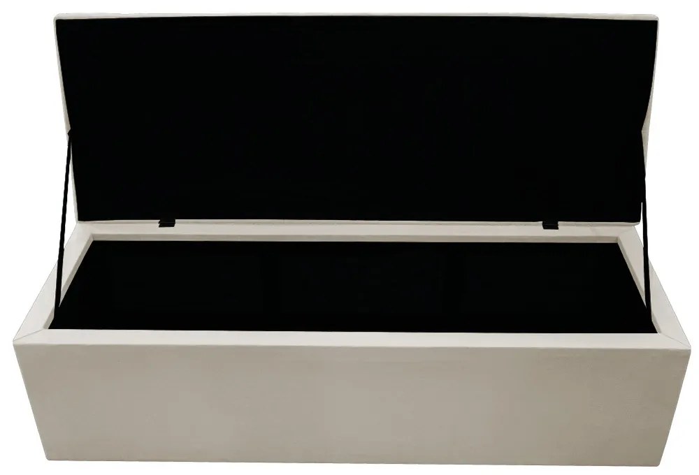 Recamier Baú Estofada Mel 195 cm King Size Com Capitonê Suede Bege - ADJ Decor