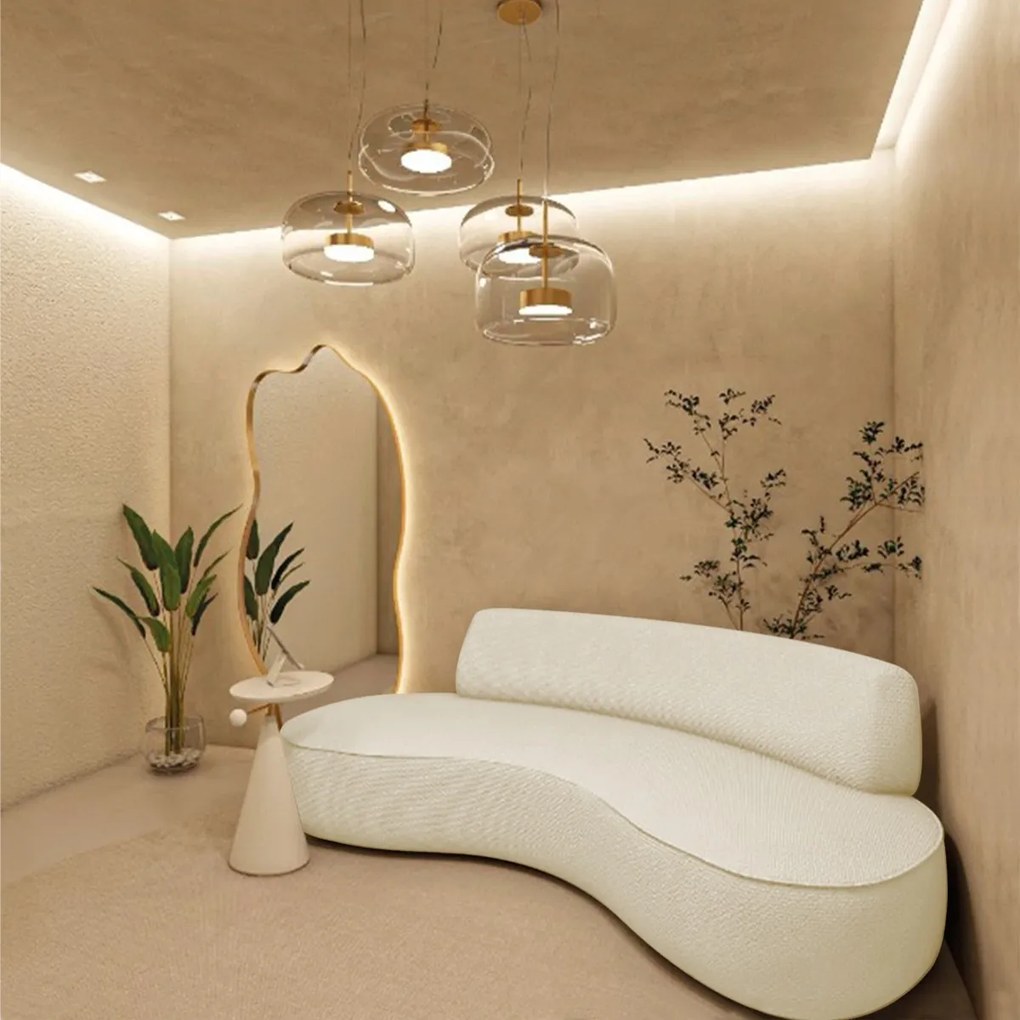 Sofá Curvo Sala de Estar Recepção Consultório Amsterdã 250cm Linho