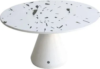 Mesa Lateral Circular Geo Concreto Branco