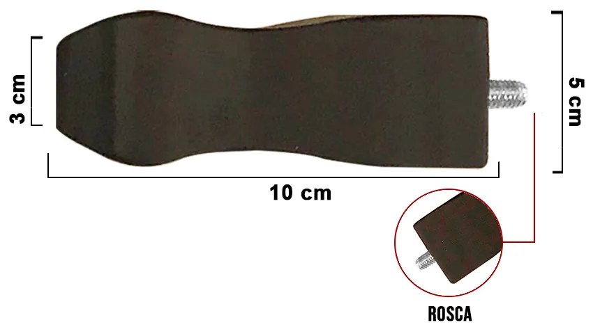 Kit 04 Pés Pardal Tabaco 10cm com Rosca Metal para Móveis D10 - D'Rossi