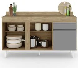 Balcão Gabinete para Pia com Tampo 150cm 3 Portas 1 Gaveta Dakota Cast