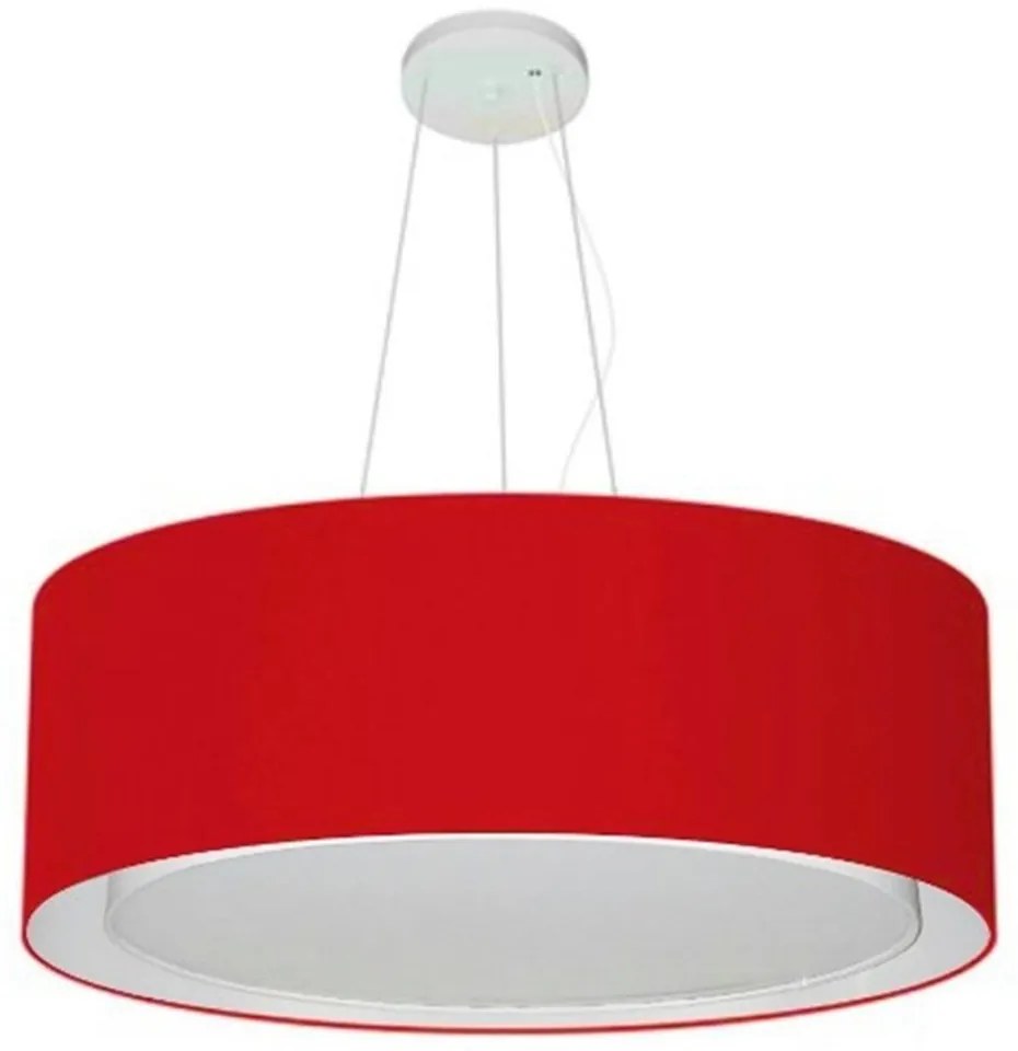 Lustre Pendente Cilíndrico Duplo Md-4126 Cúpula em Tecido 80x30cm Bordo - Bivolt