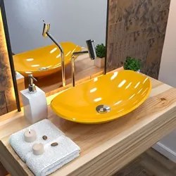Cuba Pia de Apoio para Banheiro Canoa Luxo 45 C08 Amarelo - Mpozenato