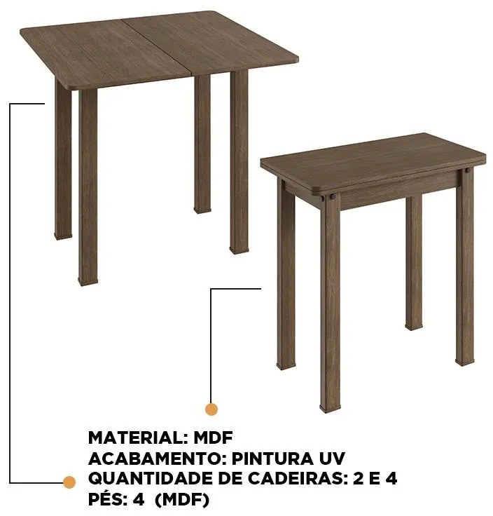 Mesa De Jantar Dobrável Multiuso Cozinha Mdf - Ameixa Negra