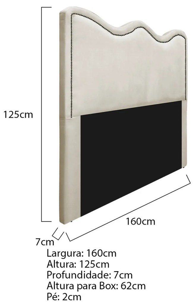 Cabeceira Queen Bari P02 160 cm para cama Box Linho - ADJ Decor