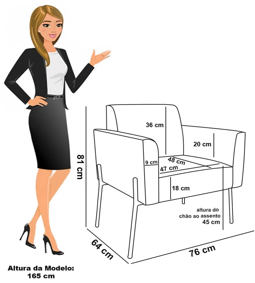 Poltrona Sala Decorativa Pé de Ferro Dourado Marisa Veludo - Rose