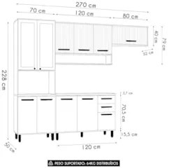 Armário Cozinha CP01 e Tampo Rita Freijó/Ripado/Off Acetinado Z44 - Mp
