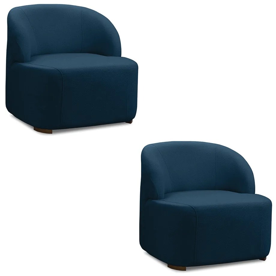 Poltrona Decorativa Orgânica kit 2 Diully Bouclê E03 - D'Rossi - Azul Marinho