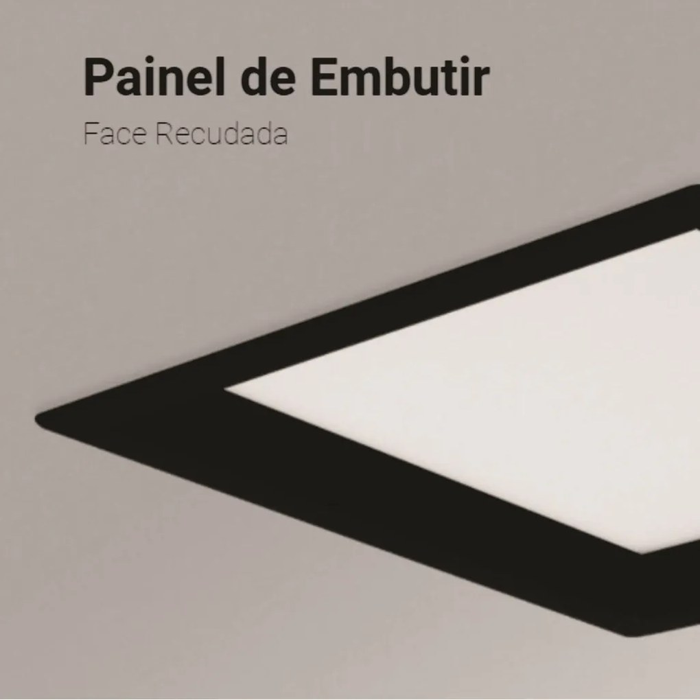 Embutido Quadrado Recuado 17X17Cm Led 18W 4000K Bivolt - Preto / Downl...
